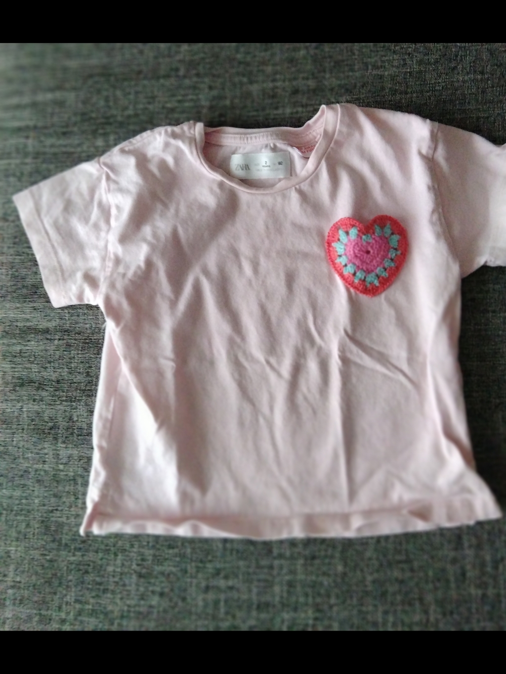 Zara Pink Short Sleeve Tee with Heart Patch
